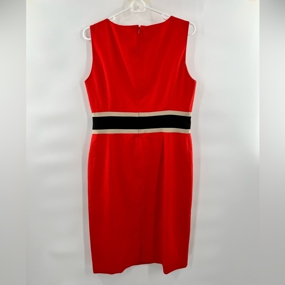 Evan Picone black label orange dress sleeveless black waist size 6 - Picture 2 of 7